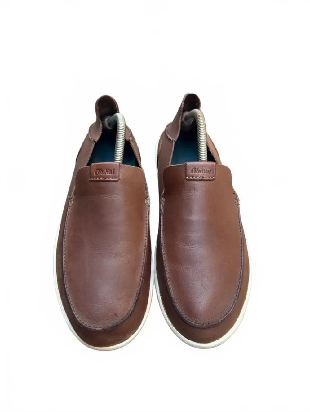 OluKai Nalukai Slip-On Shoe Chestnut Leather Loafers | Men’s Size US 9M EU 42